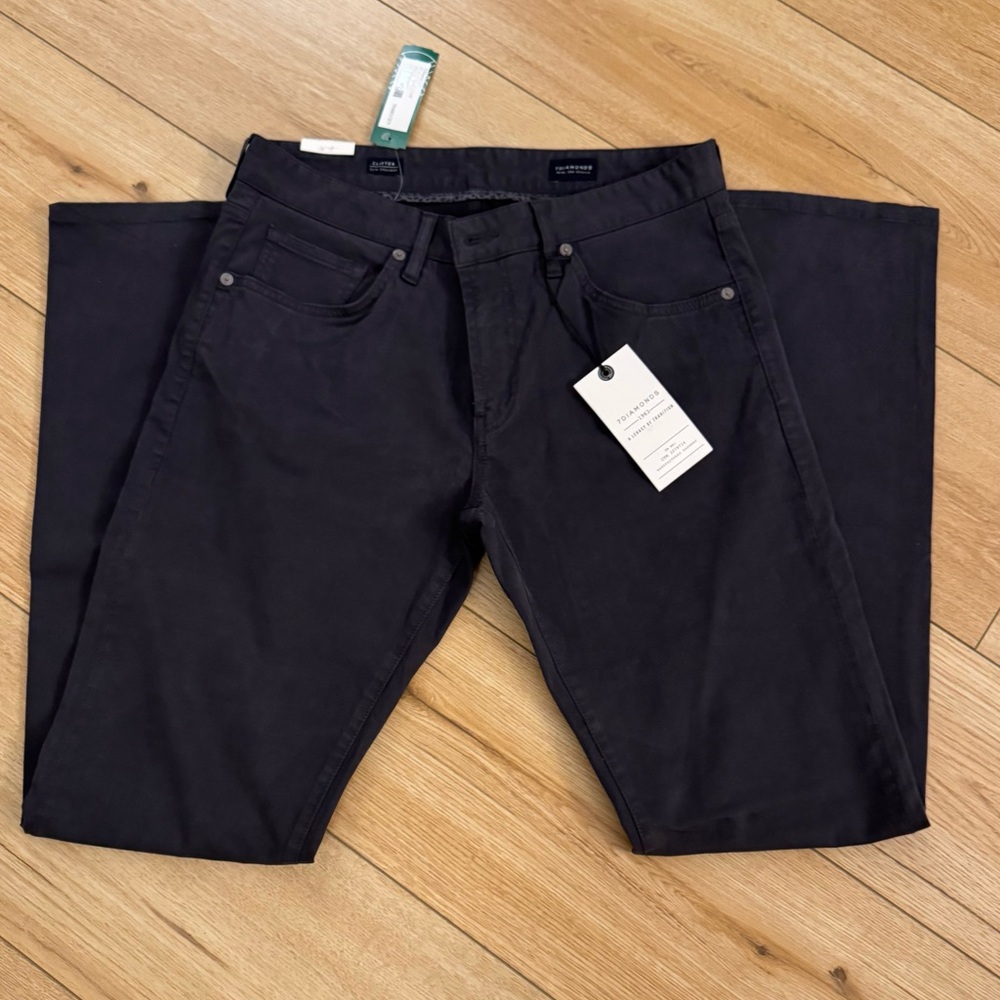 7 Diamonds Men's Dark Blue Straight Jeans